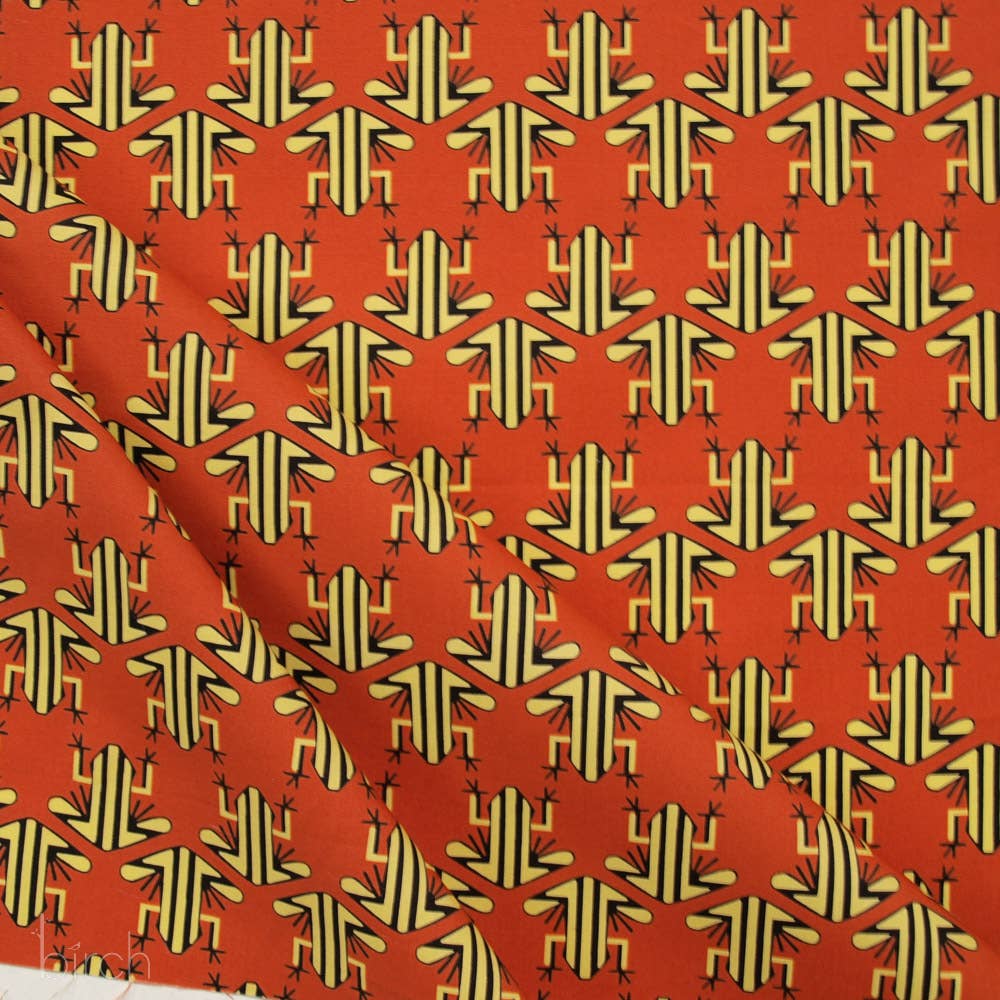 End of Bolt: 1.5 yards of Organic Premium Cotton Yellow Frog Dart Shirting Poplin 115gsm by Birch Fabrics-remnant