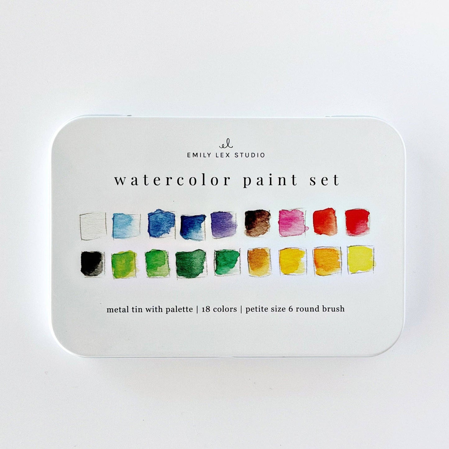 Emily Lex Studio: Watercolor paint set 18 colors with brush-1 Color Box ( Includes size 6 Brush)