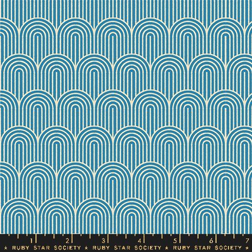 Moda Fabrics: Ruby Star Society Geometry Blue Vintage Retrp Novelty Arches- by the half yard