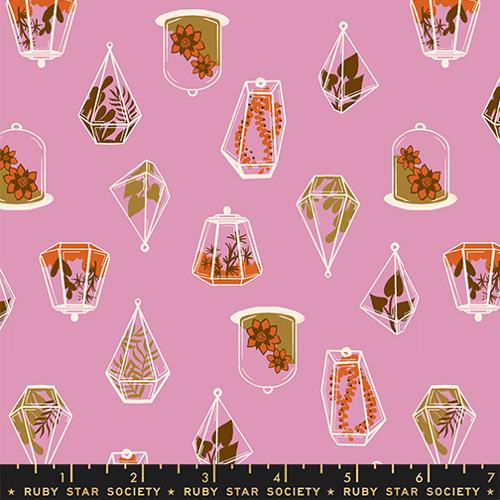 Moda Fabrics: Ruby Star Society Calathea Terrarium Novelty Houseplant Pink Kiss Cotton Woven- by the half yard