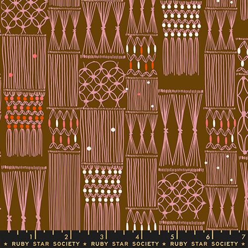 Moda Fabrics: Ruby Star Society Calathea Wall Hanging Novelty Retro Macrame Cocoa Cotton Woven- by the half yard