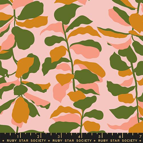 calathea fiddle leaf in sweet pink. fabric for garment and quilting