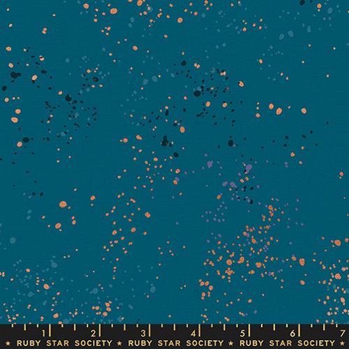 Moda Fabrics: Speckled Cotton Linen Metallic Teal Canvas Ruby Star Society Woven 6.4 oz- by the Half Yard