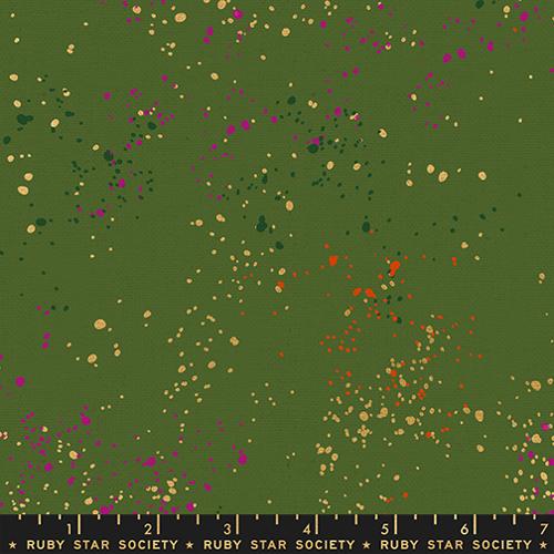 Moda Fabrics: Speckled Cotton Linen Dark Green Sarah Canvas Ruby Star Society Woven 6.4 oz- by the Half Yard