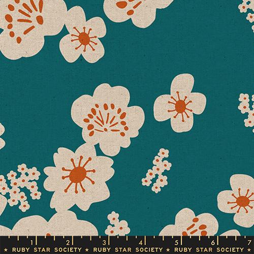 Moda Fabrics: Paper Cuts 2 Hana Retro Hawaiian Storytime Turquoise Canvas Ruby Star Society Woven 6.4 oz- by the Half Yard