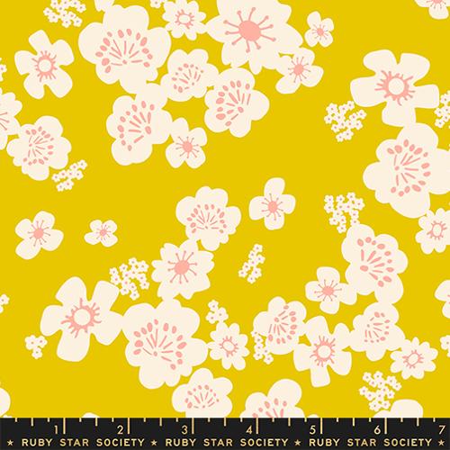 Moda Fabrics: Ruby Star Society Paper Cuts 2 Hana Retro Hawaiian Cotton Double Gauze Golden Hour Woven- by the half yard