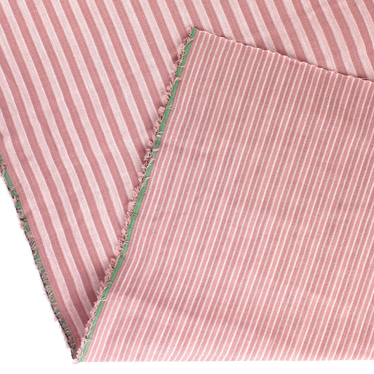 Apparel Fashion Double Face Yarn Dye Cotton Double Gauze Reverse Pink Stripe 4.8oz Woven- by the yard