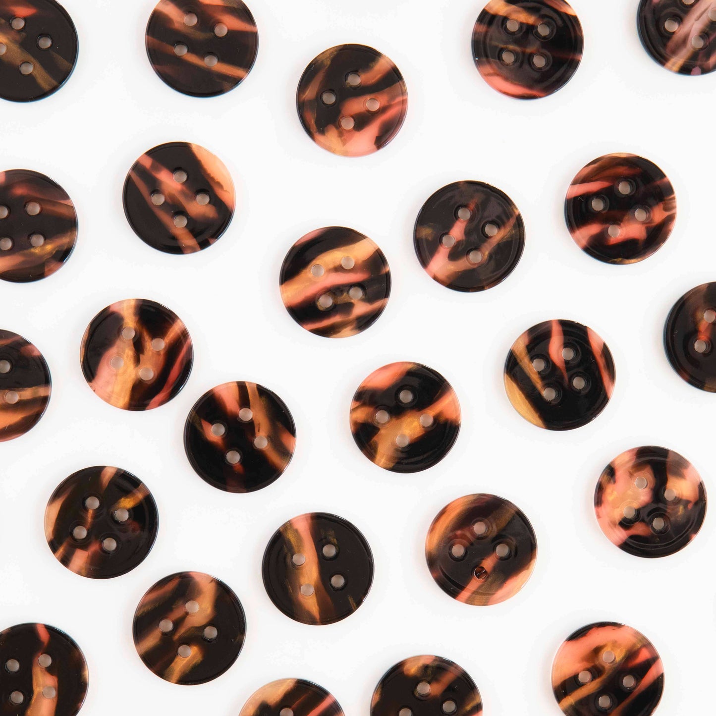 Notions: Sarah Hearts Tortoise Shell Large 1" Buttons -1 pack