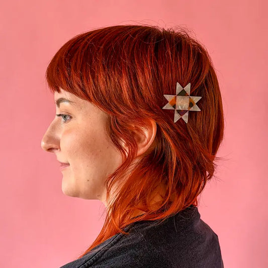 Hair Accessories: Sarah Hearts Sawtooth Star Hair Clip - Quilt Hair Accessories