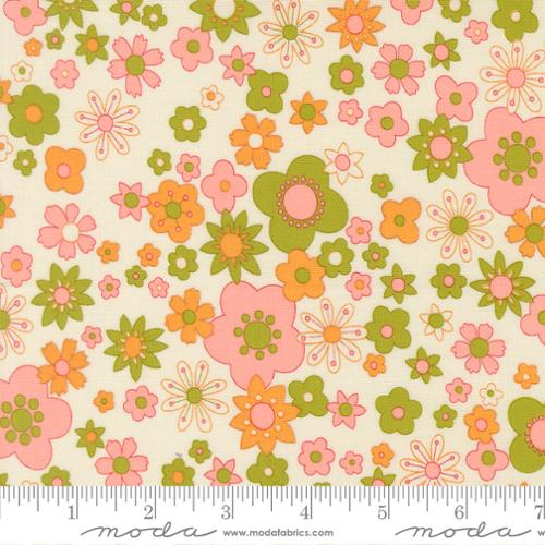 Moda Fabrics: Happy Daze Clouds Multi Florals 100% Cotton Woven- by the Half Yard