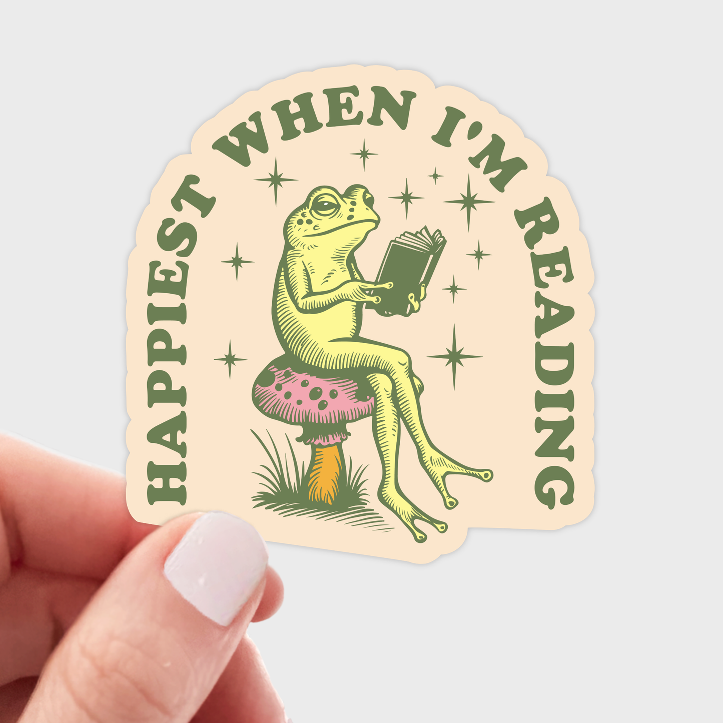 Stickers and Stationery: Happiest When I'm Reading Frog Library Sticker