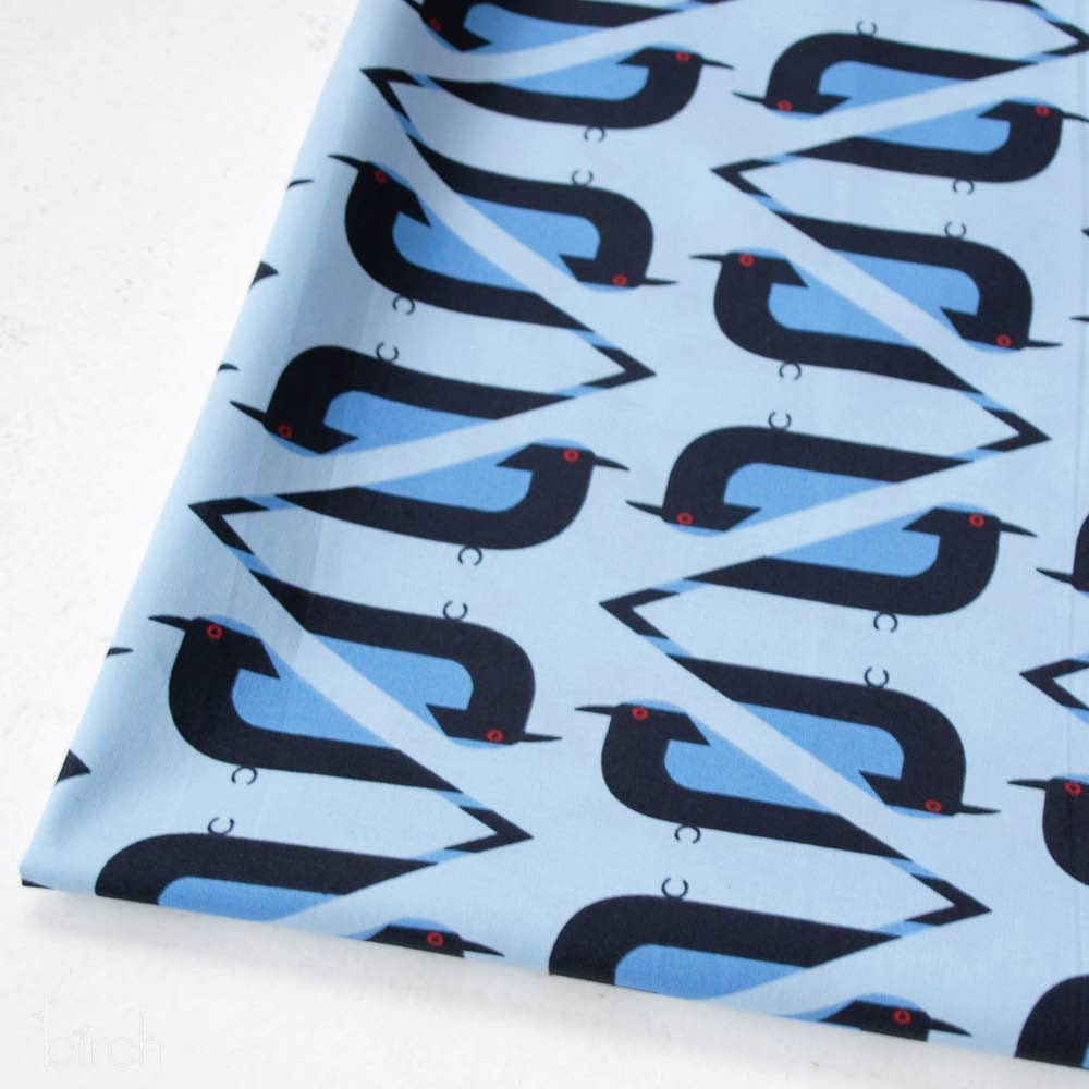 Organic Premium Cotton Asian Fairy Bluebird Shirting Poplin 115gsm Charley Harper by Birch Fabrics- by the half yard