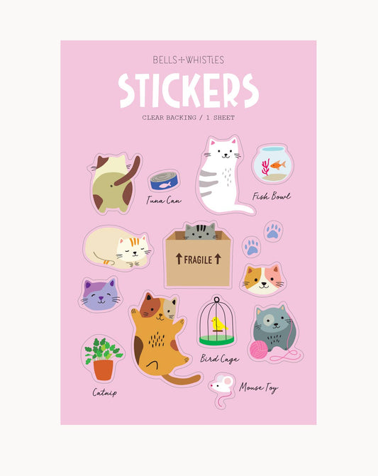 Stickers & Stationary: Cats Clear Stickers: 1 Sheet