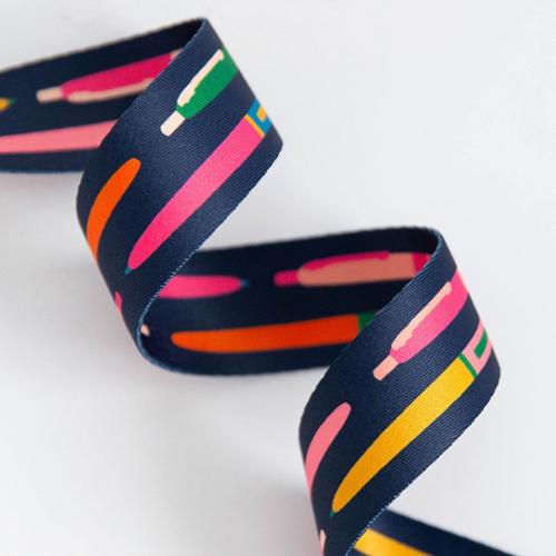 Webbing: Pens in Navy 1.5"inches by Stitch Supply Co - by the yard