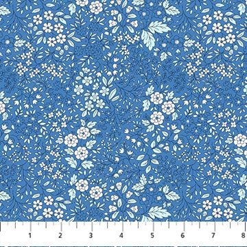 Figo Fabrics: Pocket Posies Prairie Blue Quilting Cotton 4.7oz Woven- by the Half Yard