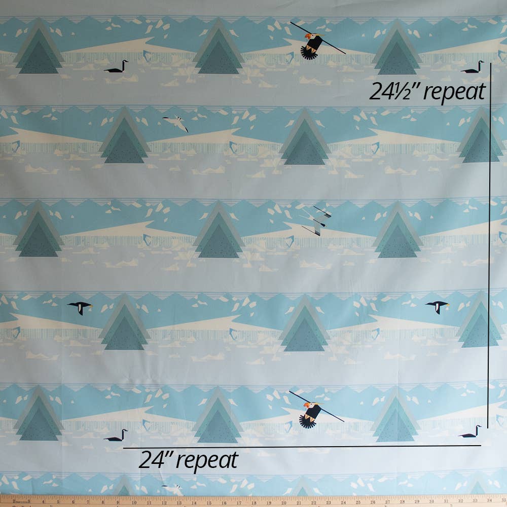 Birch Fabrics: Organic Cotton Poplin 115 GSM Glacier Shore by Charley Harper-by the half yard