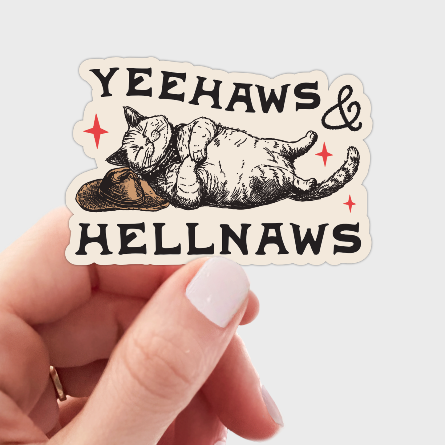 Stickers and Stationary: Yeehaws and Hellnaws  Wild West Kitty Sticker