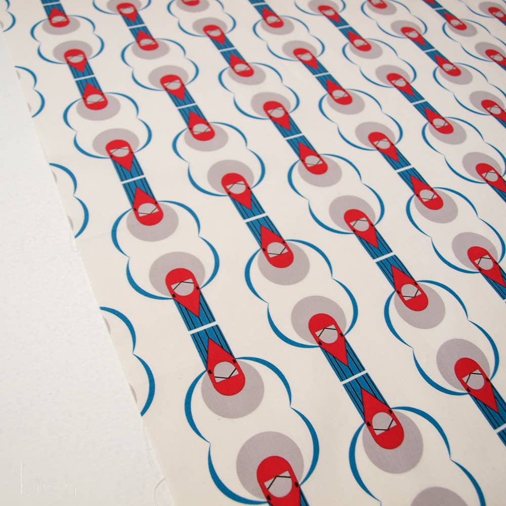 Organic Premium Cotton Red Crested Cardinal Shirting Poplin 115gsm Charley Harper by Birch Fabrics- by the half yard