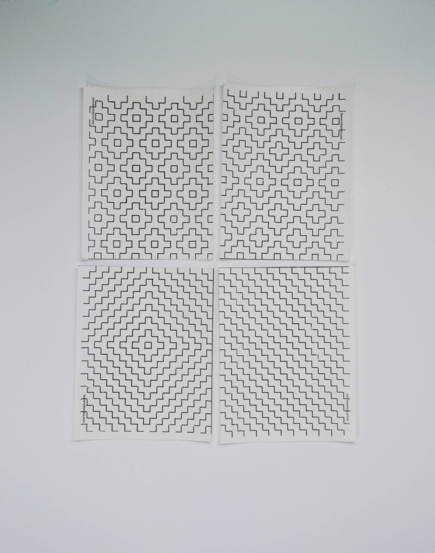 Sashiko Collection: Sashiko Inspired Mending Stick and Stitch Starter Pack- 1 pack ( 4 Transfer Sheets)