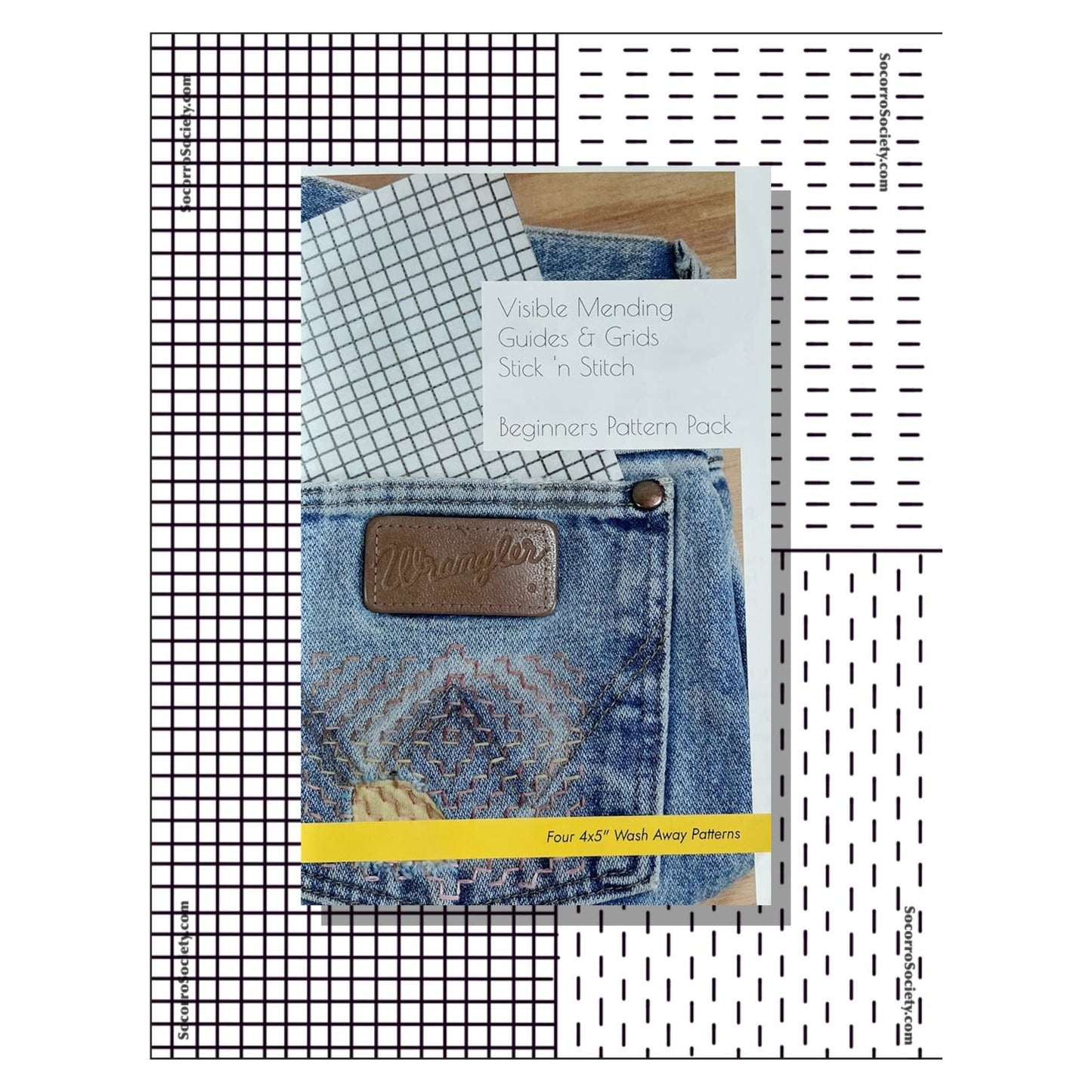 Sashiko and Visible Mending Supplies:  Stick and Stitch Patterns- Starter Pack:( 4 transfer sheets)