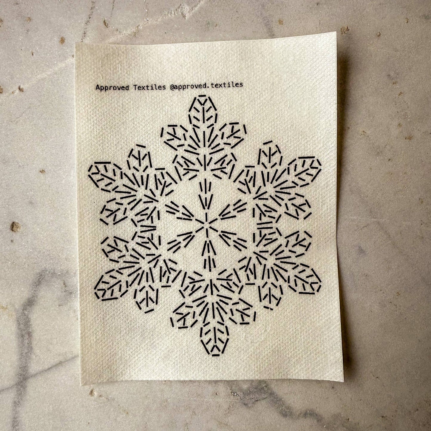 Sashiko and Mending Supplies: Snow Crystals Mending + Embellishment Wash Away Transfers ( 4 looks) -1 pack