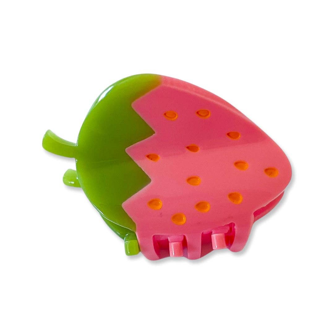 Hair Accessories: Jenny Lemons: Mini Pink Strawberry Hair Claw Clip 1.5" inch-1 Hair Clip