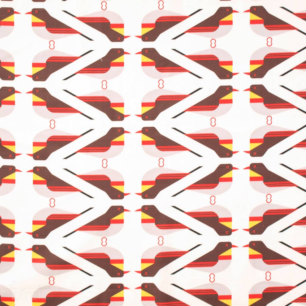 End of bolt: 3-1/4th yards of Organic Premium Cotton Red Billed Leothrix Poplin 115GSM Charley Harper for Birch Fabrics- remnant