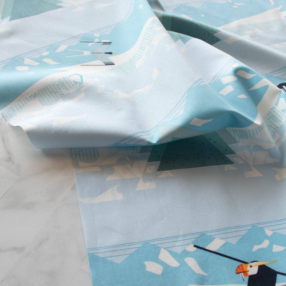 Birch Fabrics: Organic Cotton Poplin 115 GSM Glacier Shore by Charley Harper-by the half yard