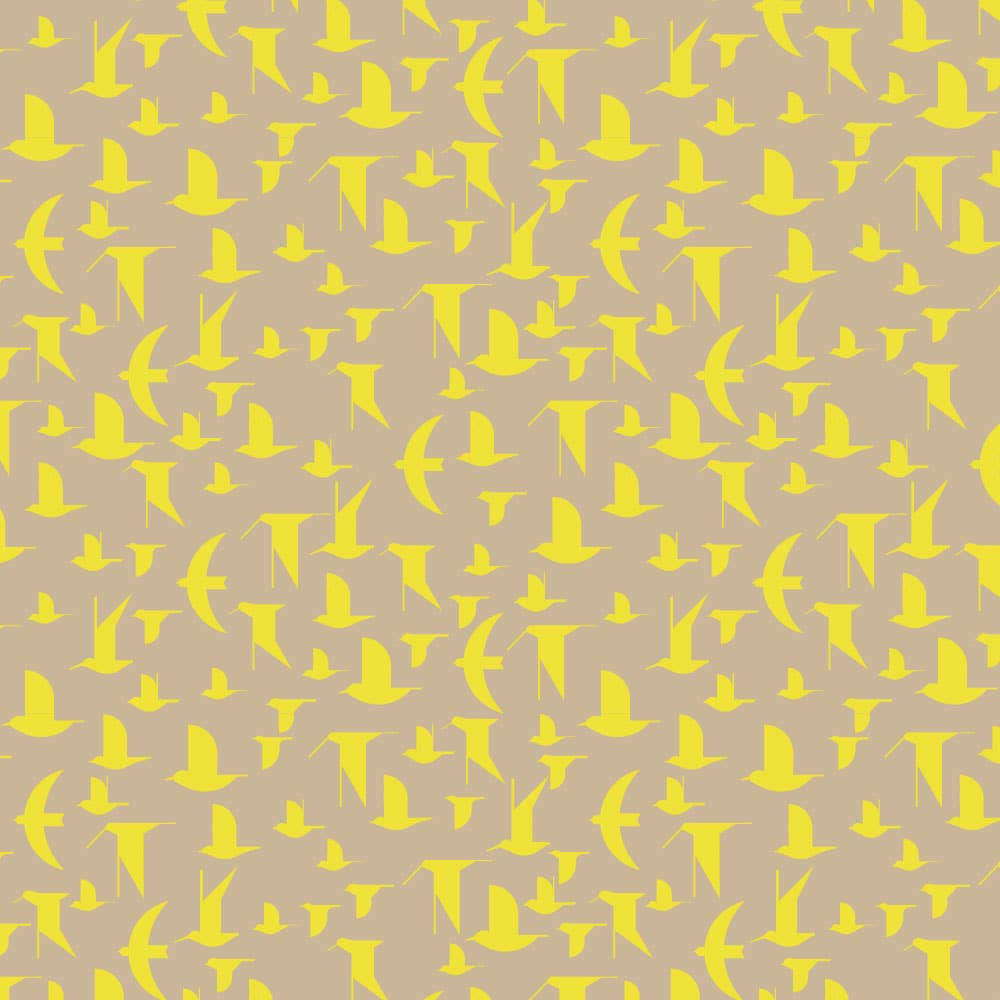 Birch Fabrics: Organic Cotton Poplin Maritime Birds Lemoncello 115 GSM Woven- by the Half Yard