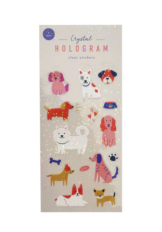 Stationary: Dogs Crystal Hologram Clear Stickers-1  Sheet