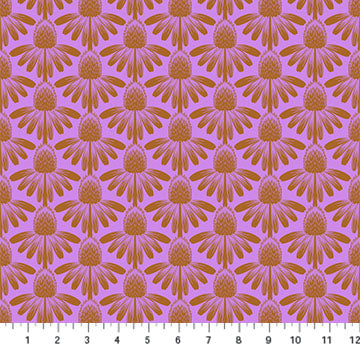 Pattern of yellow flowers on a pink background. Indeliable