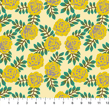 Northcott Fabrics: Yesterday by Juliana Horner Carnation in Golden 4.7 oz Cotton Woven- by the half yard