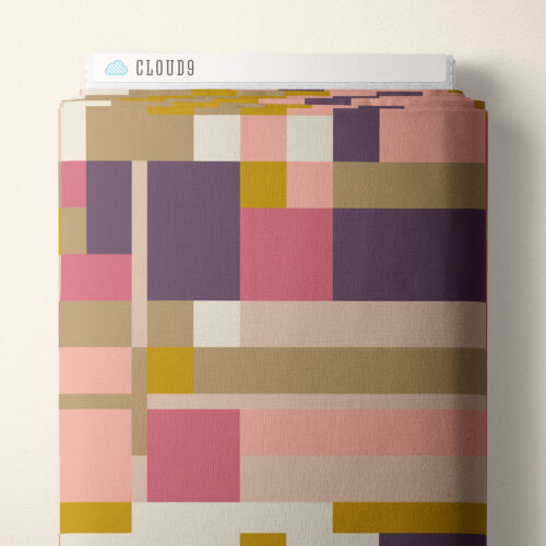 Cloud9 Fabrics: Frank Lloyd Wright American Bold Heroes Hollyhock Purple and Pink Organic Cotton Woven- by the half yard