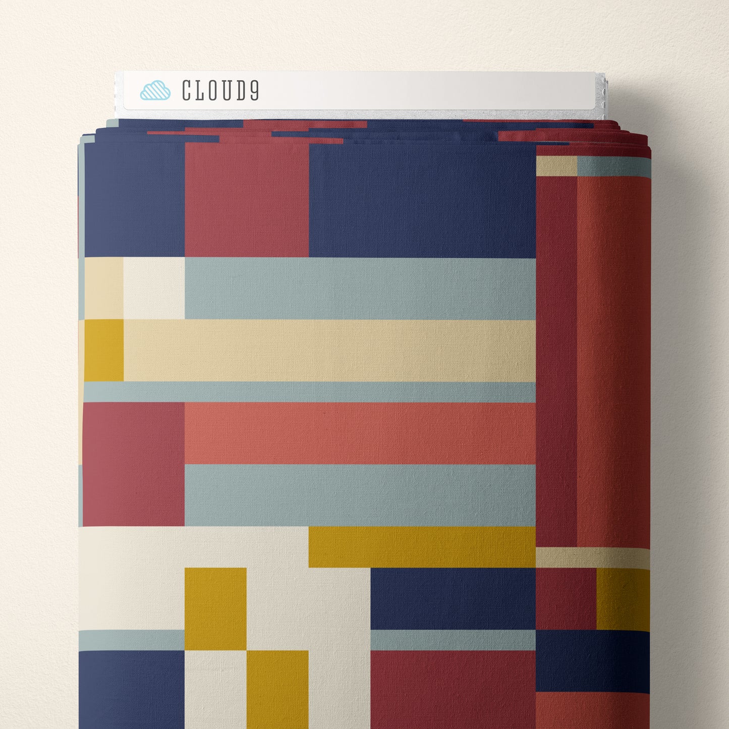 Cloud9 Fabrics: Frank Lloyd Wright American Bold Heroes Oak Park Navy and Red Organic Cotton Woven- by the half yard