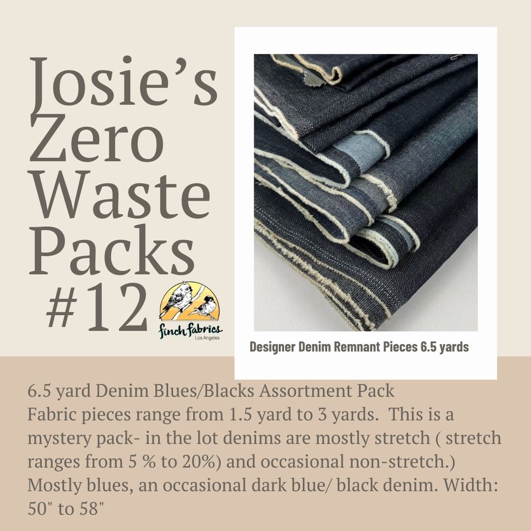 Josie's Zero Waste Fabric Bundles: 6.5 yards of Denim Blues LA excess -Mystery Pack