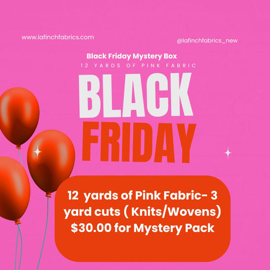 Black Friday Mystery Pack Promo: 12 yards of Pink Fabric ( Knits and Wovens)- Assorted Pack