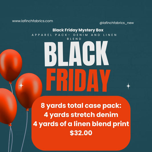 Black Friday Promo Mystery Pack: Denim and Linen Blend Large cut pack ( 4 yards each) 8 yard case pack