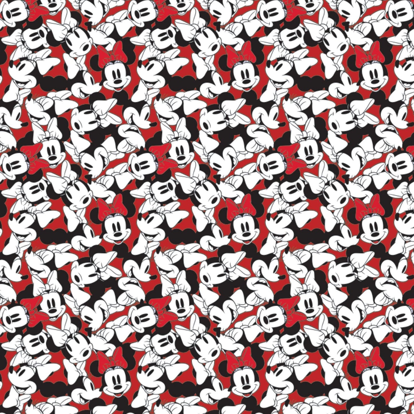 End of Bolt :2.5 yards of Camelot Fabrics  Licensed Disney Minnie Mouse Red & Black 100% Cotton Woven- Remnant