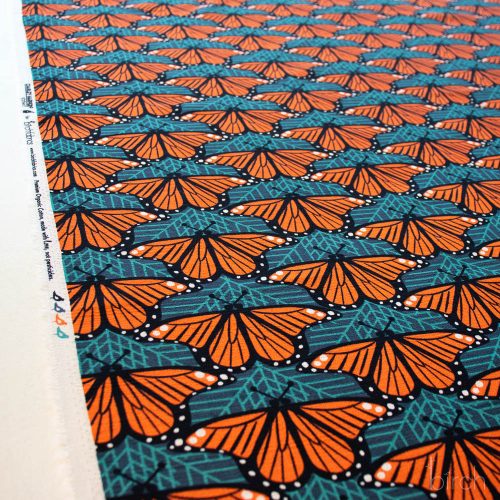 Organic Premium Cotton Barkcloth Monarch Butterflies by Birch Fabrics-(215GSM) by the half yard