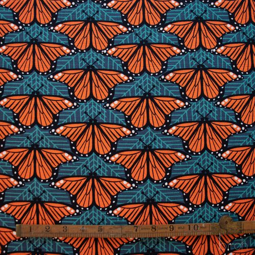 Organic Premium Cotton Barkcloth Monarch Butterflies by Birch Fabrics-(215GSM) by the half yard