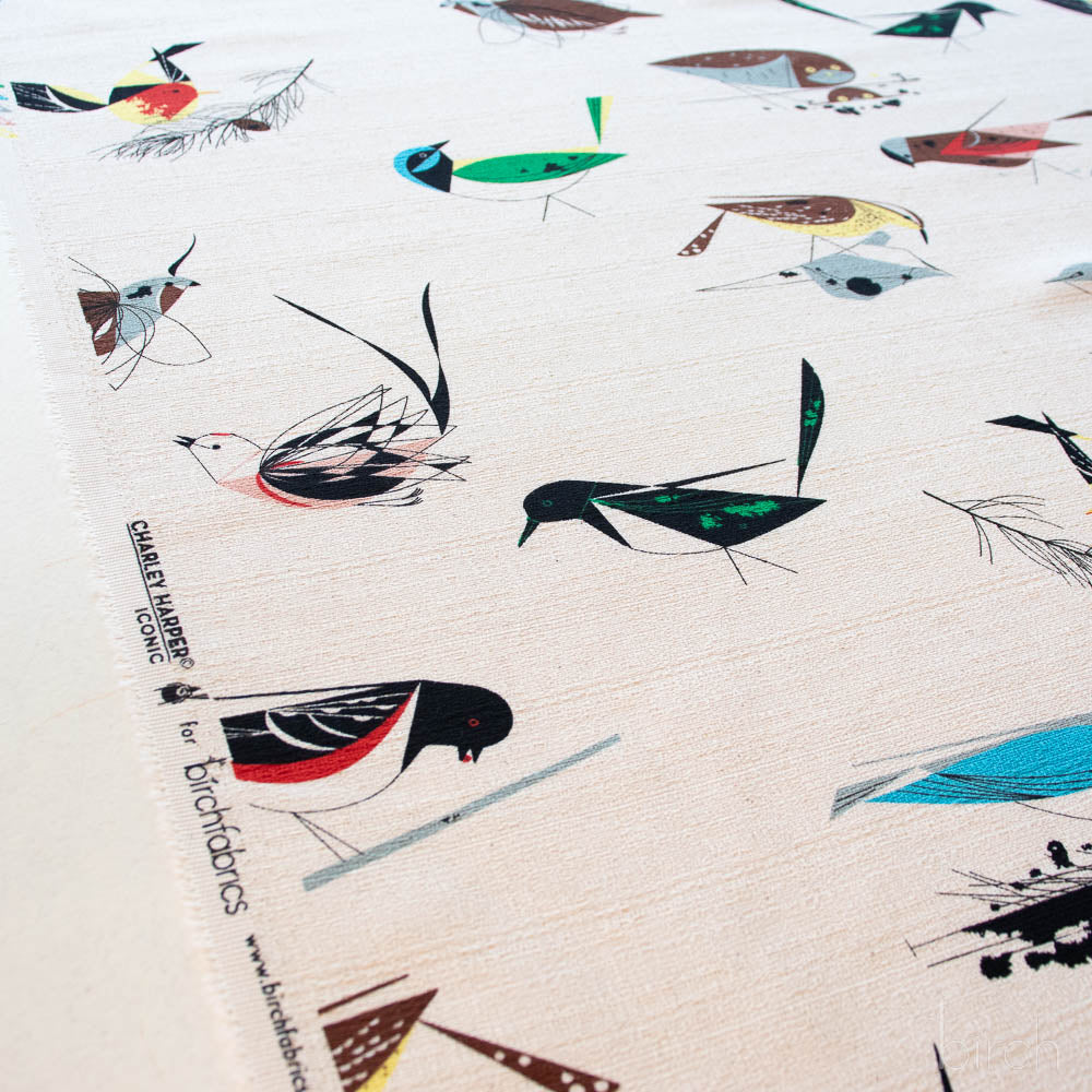 Organic Premium Cotton Barkcloth Western Birds by Birch Fabrics-(215GSM) by the half yard