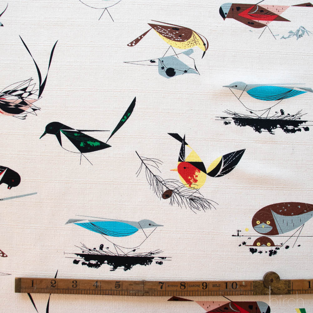 Organic Premium Cotton Barkcloth Western Birds by Birch Fabrics-(215GSM) by the half yard