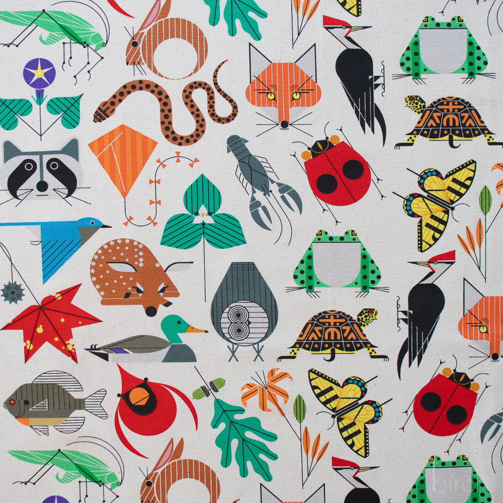 Organic Premium Cotton Canvas Charley Harper Space for All Species Birch Fabrics-(260 GSM) by the half yard