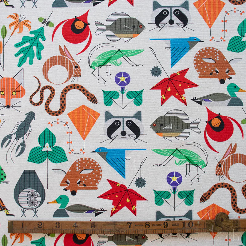 Organic Premium Cotton Canvas Charley Harper Space for All Species Birch Fabrics-(260 GSM) by the half yard