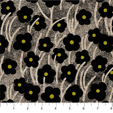 Figo Fabrics: Grove Black Fields Cotton/Linen by Cecilia Petterson Woven | Priced by the Half Yard