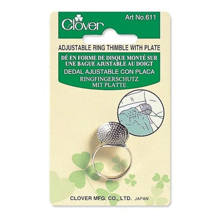 Sashiko Collection: Adjustable Ring Thimble with Plate by Clover- 1 pack