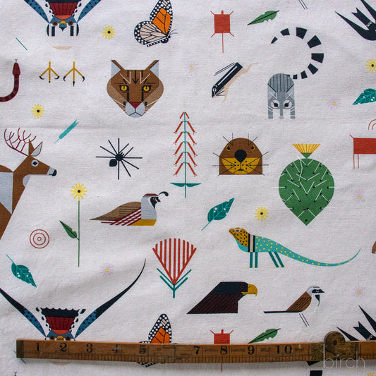 Organic Premium Cotton Canvas Charley Harper Large Canyon Country Critters Birch Fabrics-(260 GSM) by the half yard