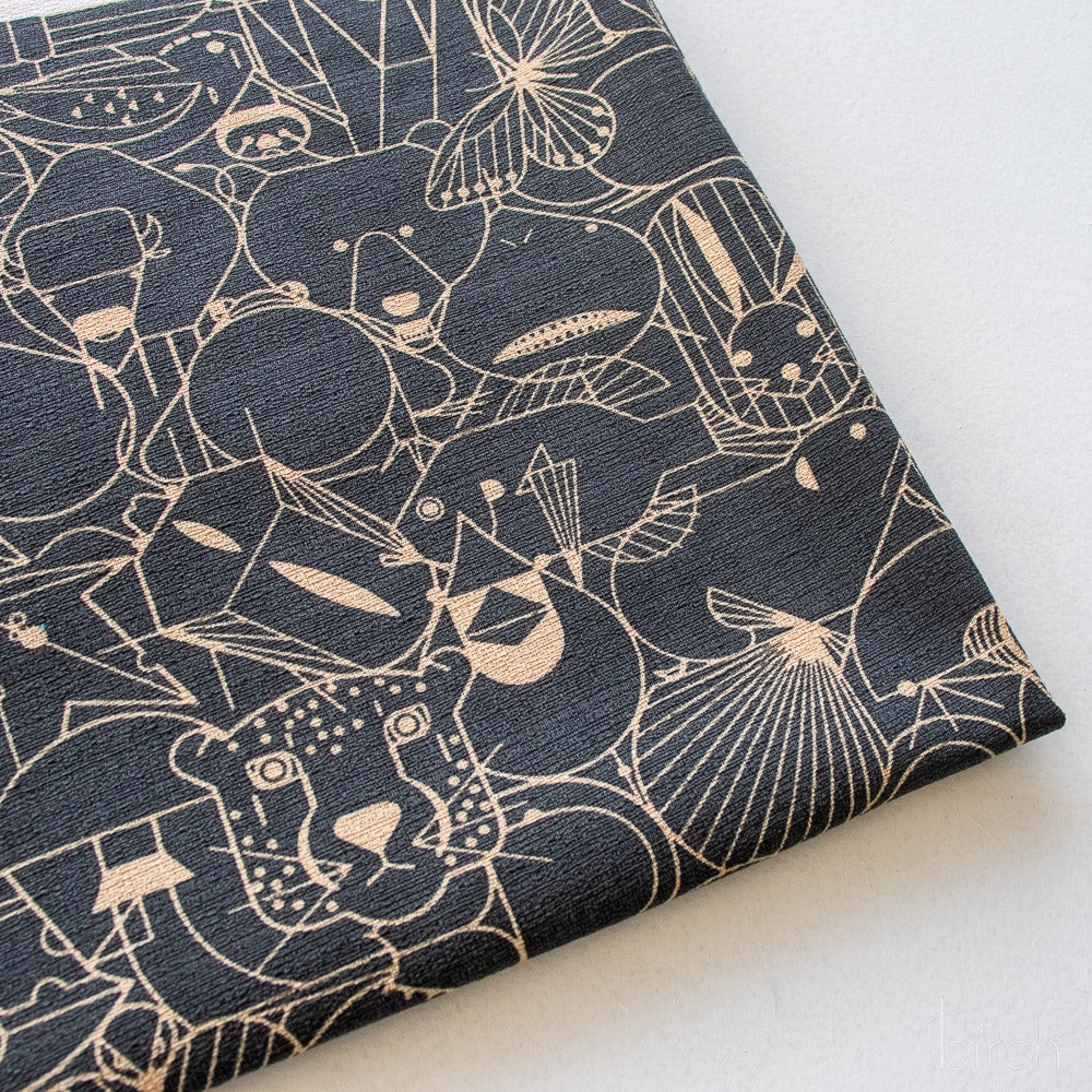 Organic Premium Cotton Barkcloth Charley Harper Endpapers Cast iron Birch Fabrics-(215GSM) by the half yard