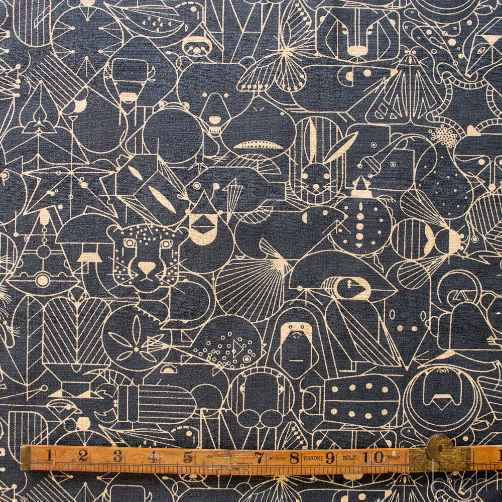 Organic Premium Cotton Barkcloth Charley Harper Endpapers Cast iron Birch Fabrics-(215GSM) by the half yard