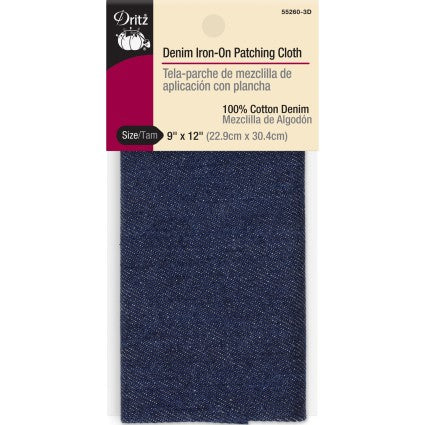 Mending: Iron On Patching Cloth-9" x 12", Denim Dark Blue-1 Pack